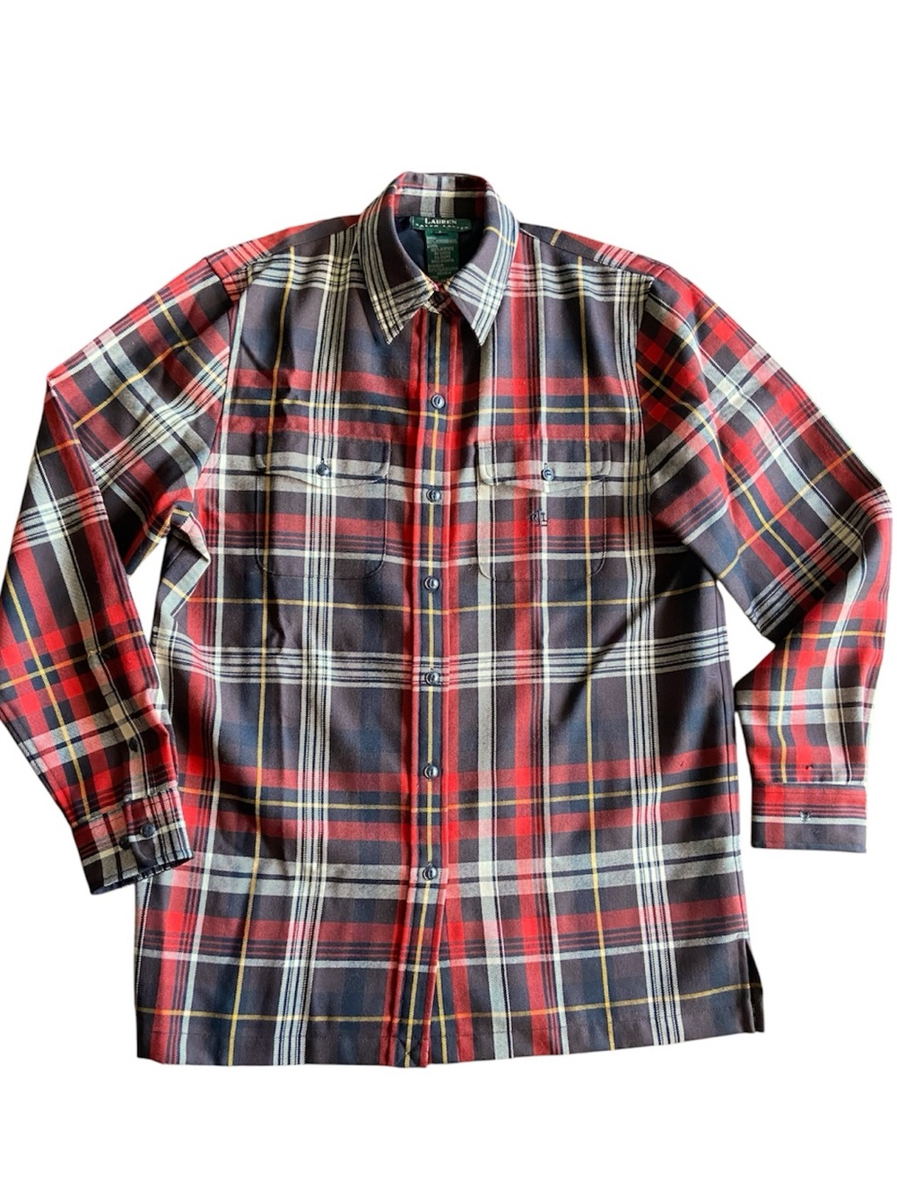 Lauren Ralph Lauren Wool Plaid Lined Shirt Jacket Womens Small Button Front